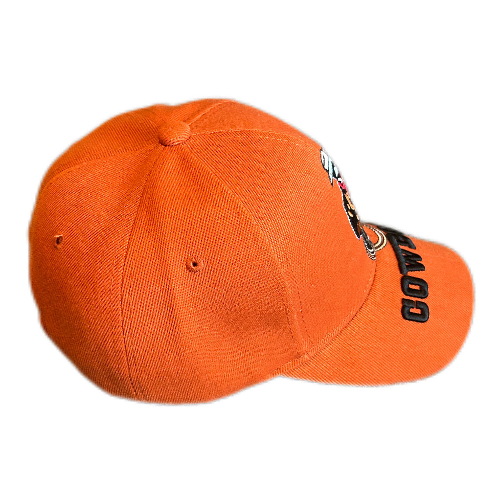 Cowboy Embroidered Hat – Burnt Orange (Velcro Strap)