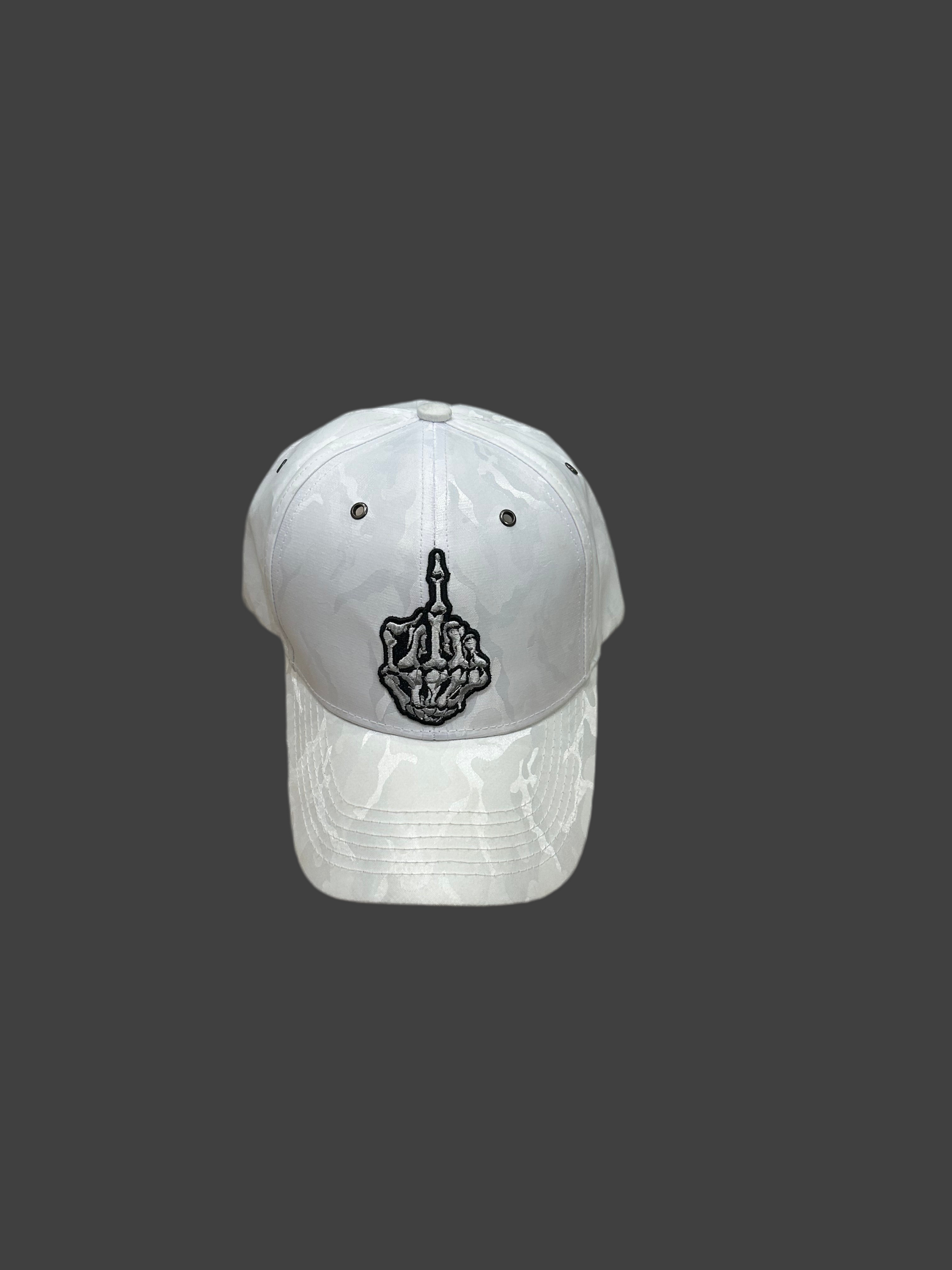 Skeleton Middle Finger Camo Hat – Embroidered
